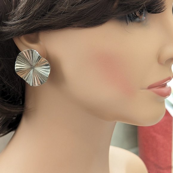 Vintage Lot Earrings Jewelry 3 Pairs Earrings Silver Tone Impressionist - Picture 5 of 13